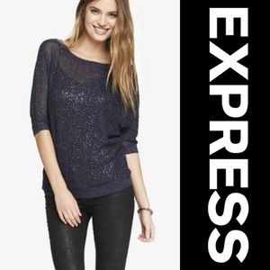 🏷NWT EXPRESS Navy Sparkle Mesh Dolman Knit